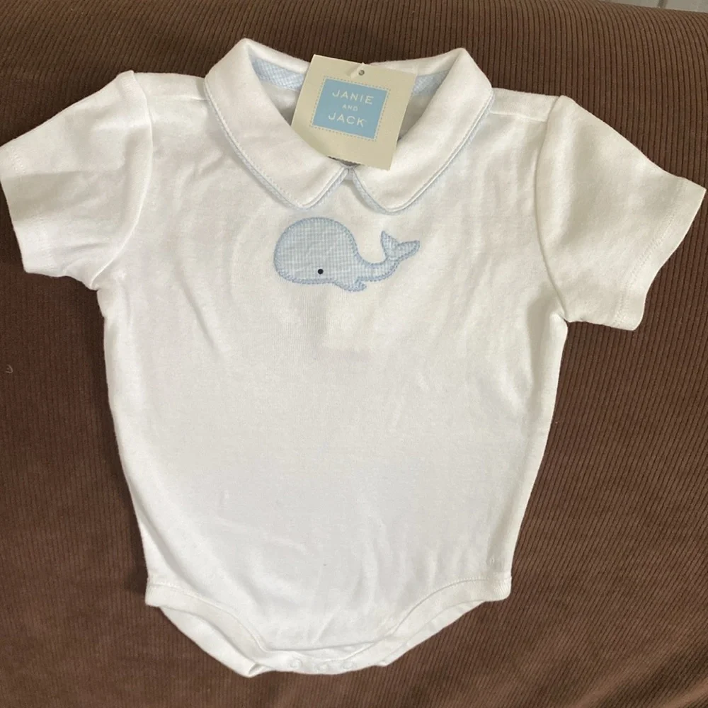 Janie and Jack White Whale Tee and Blue Shorts Set - Picture 2 of 4